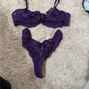 Adore Me Deep Purple Lace Bra Set